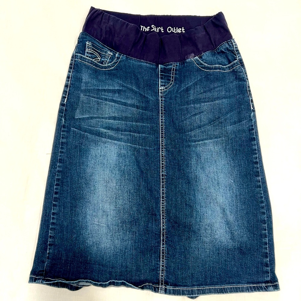 The Skirt Outlet 6/7 Elastic Denim Skirt